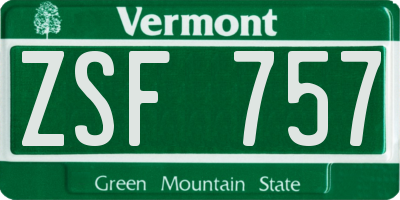 VT license plate ZSF757