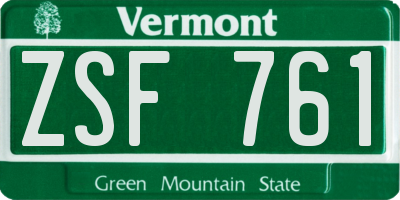 VT license plate ZSF761