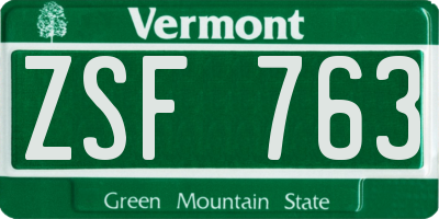 VT license plate ZSF763
