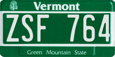 VT license plate ZSF764