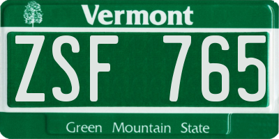 VT license plate ZSF765