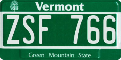 VT license plate ZSF766