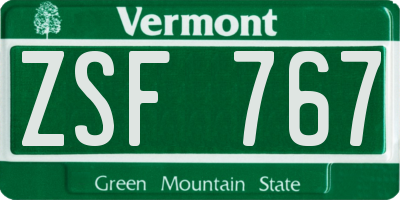 VT license plate ZSF767