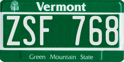 VT license plate ZSF768