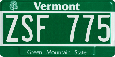 VT license plate ZSF775