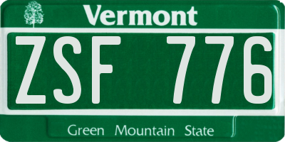 VT license plate ZSF776