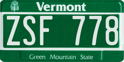 VT license plate ZSF778