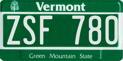 VT license plate ZSF780