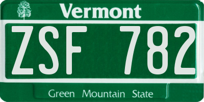 VT license plate ZSF782