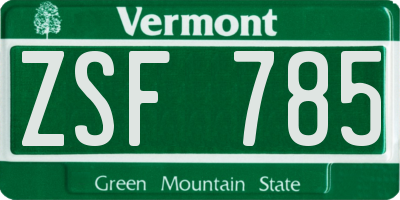 VT license plate ZSF785