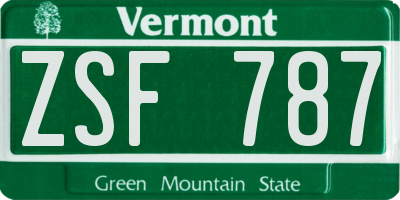 VT license plate ZSF787