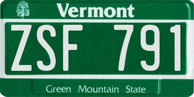 VT license plate ZSF791