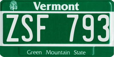 VT license plate ZSF793