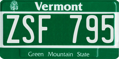 VT license plate ZSF795