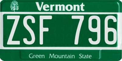 VT license plate ZSF796