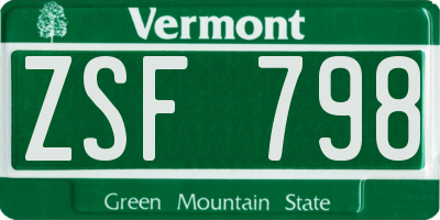 VT license plate ZSF798