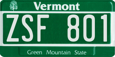 VT license plate ZSF801