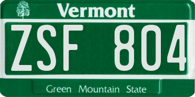 VT license plate ZSF804