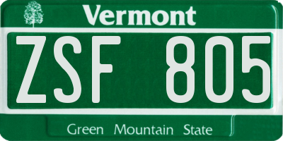 VT license plate ZSF805