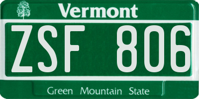 VT license plate ZSF806