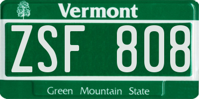 VT license plate ZSF808
