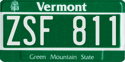 VT license plate ZSF811