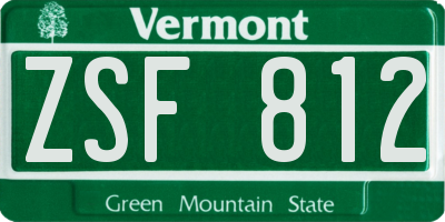 VT license plate ZSF812