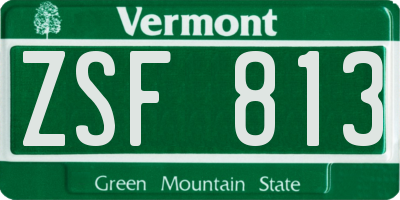 VT license plate ZSF813