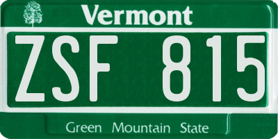 VT license plate ZSF815