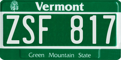 VT license plate ZSF817