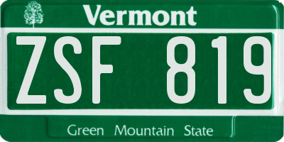 VT license plate ZSF819
