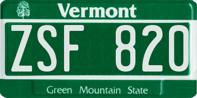 VT license plate ZSF820