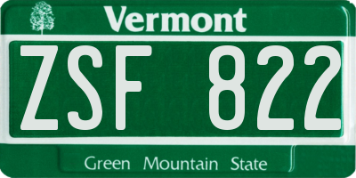 VT license plate ZSF822