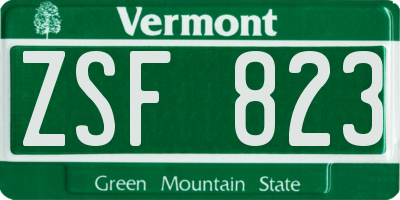 VT license plate ZSF823