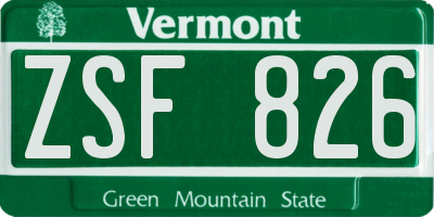 VT license plate ZSF826