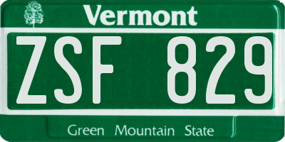 VT license plate ZSF829