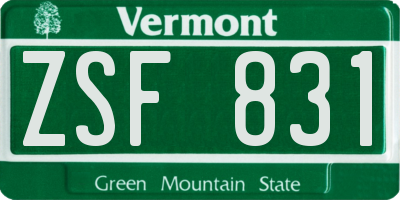 VT license plate ZSF831
