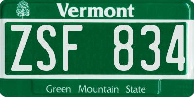 VT license plate ZSF834