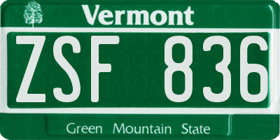 VT license plate ZSF836