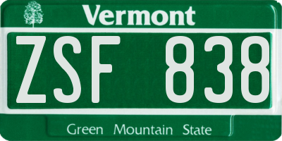 VT license plate ZSF838