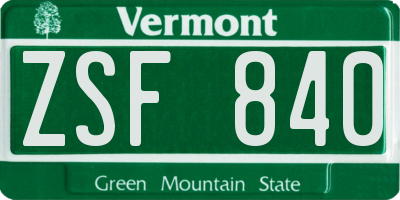 VT license plate ZSF840