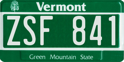 VT license plate ZSF841