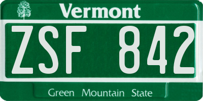 VT license plate ZSF842
