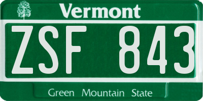 VT license plate ZSF843