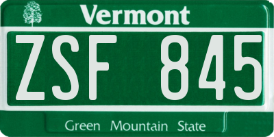 VT license plate ZSF845