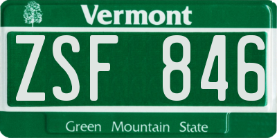 VT license plate ZSF846
