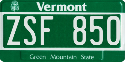 VT license plate ZSF850