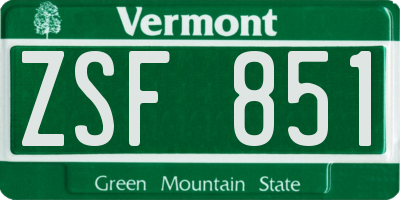 VT license plate ZSF851