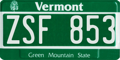 VT license plate ZSF853
