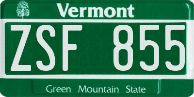 VT license plate ZSF855